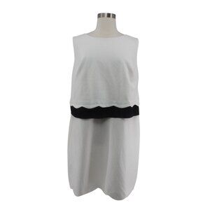 Roz & Ali White & Black Textured Scuba Knit Sleeveless Shift Dress Plus Size 22